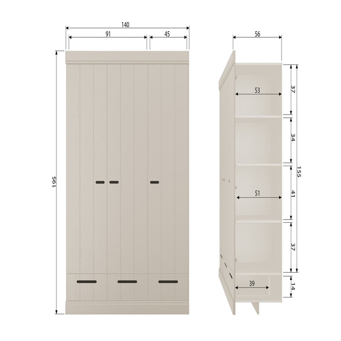 WOOOD Kleiderschrank Connect 3-türig