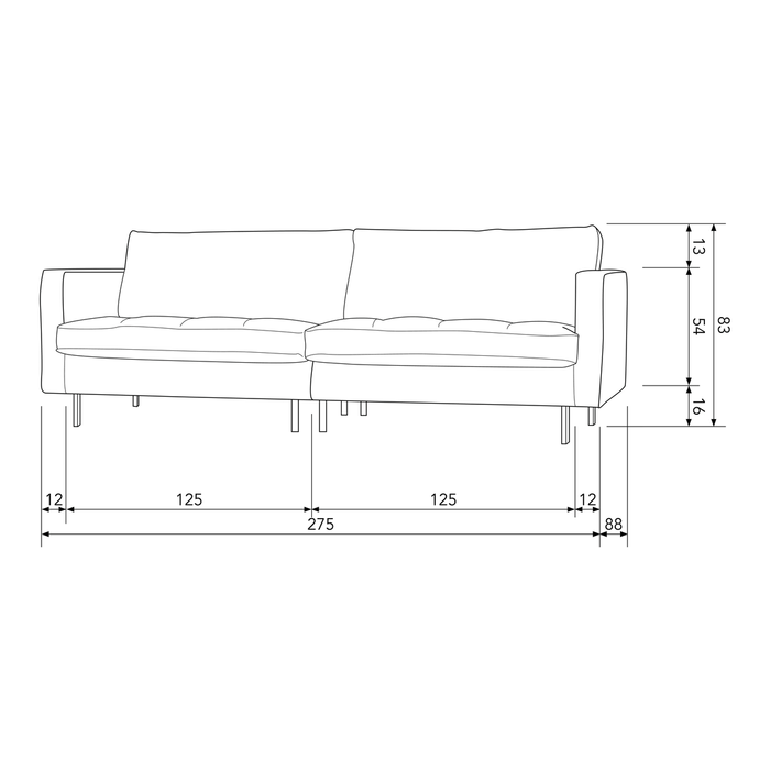 BePureHome Sofa Rodeo Classic Recyceltes Leder 3-Sitzer