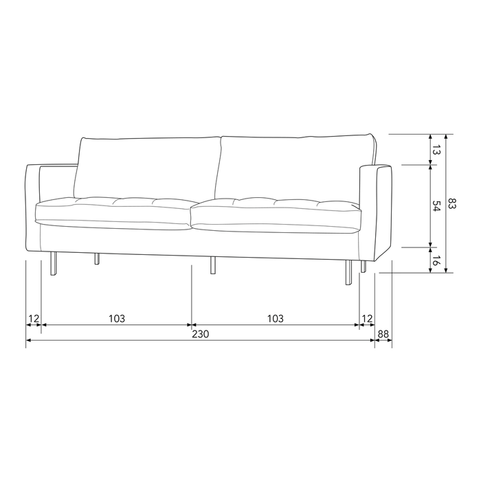 BePureHome Sofa Rodeo Classic Recyceltes Leder 2,5-Sitzer