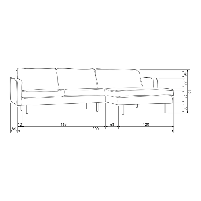 BePureHome Ecksofa Rodeo Chaiselongue rechts Samt