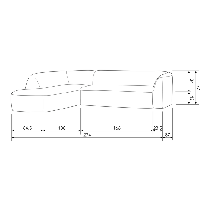 BePureHome Ecksofa Sloping links Chenille