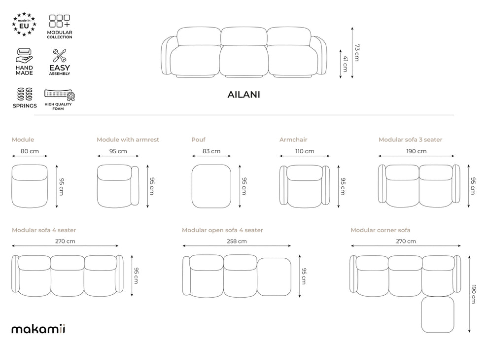 makamii Modular Sofa Ailani rechts Bouclé