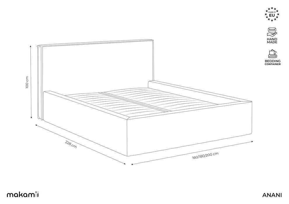 makamii Bett Anani mit Bettkasten Samt 140x200 cm