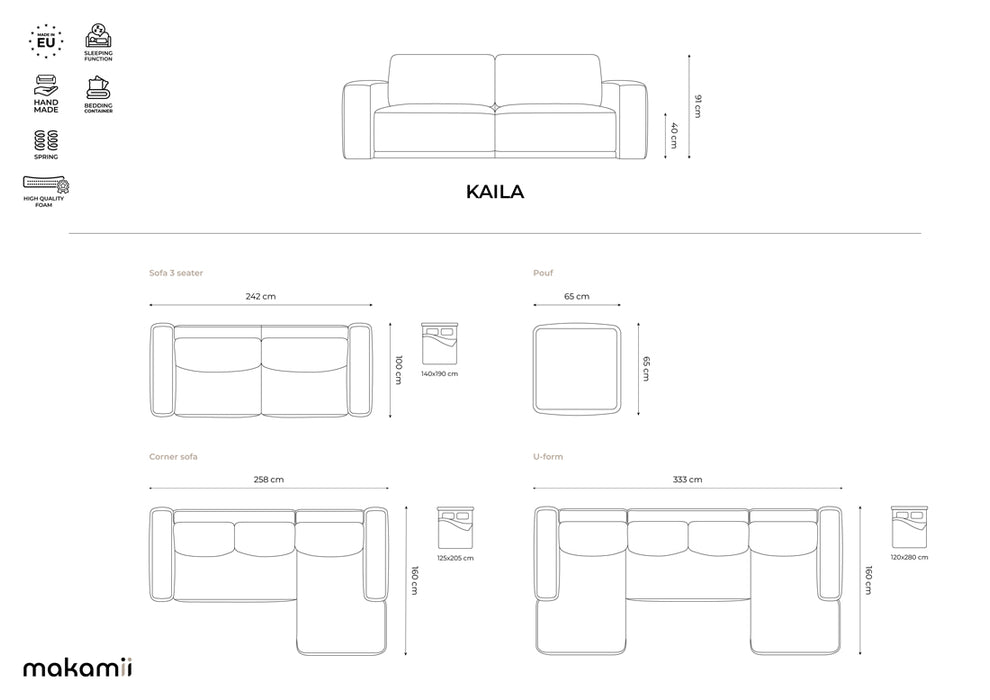 makamii Ecksofa Kaila mit Schlaffunktion links Samt