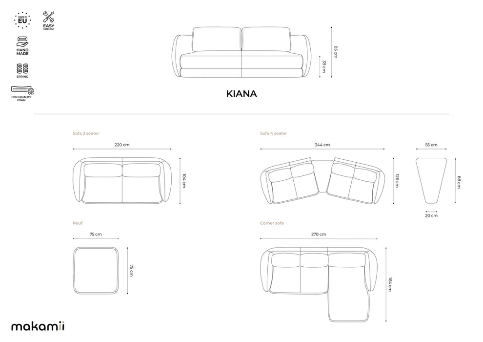 makamii Ecksofa Kiani rechts Samt