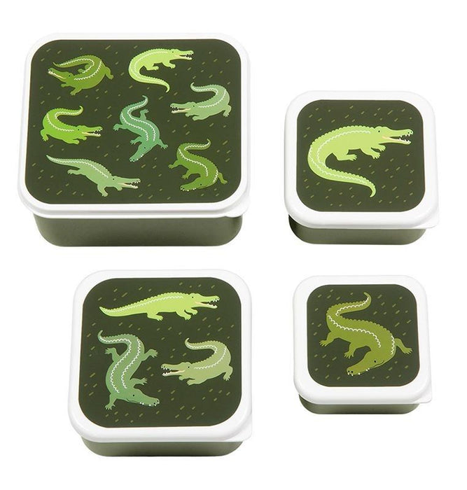 A Little Lovely Company Lunchbox Krokodil 4er-Set