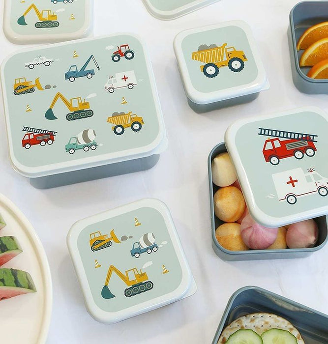 A Little Lovely Company Lunchbox Fahrzeuge 4er-Set