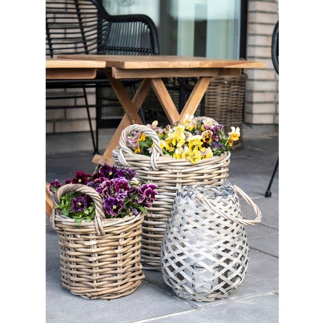 Blumentopf aus Kubu-Rattan 4er-Set L