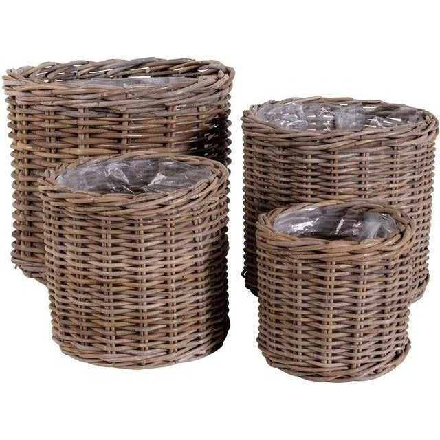 Blumentopf aus Kubu-Rattan 4er-Set L