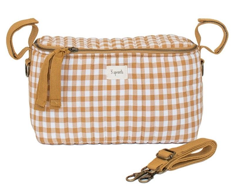 3 sprouts Kinderwagentasche Gingham Mustard