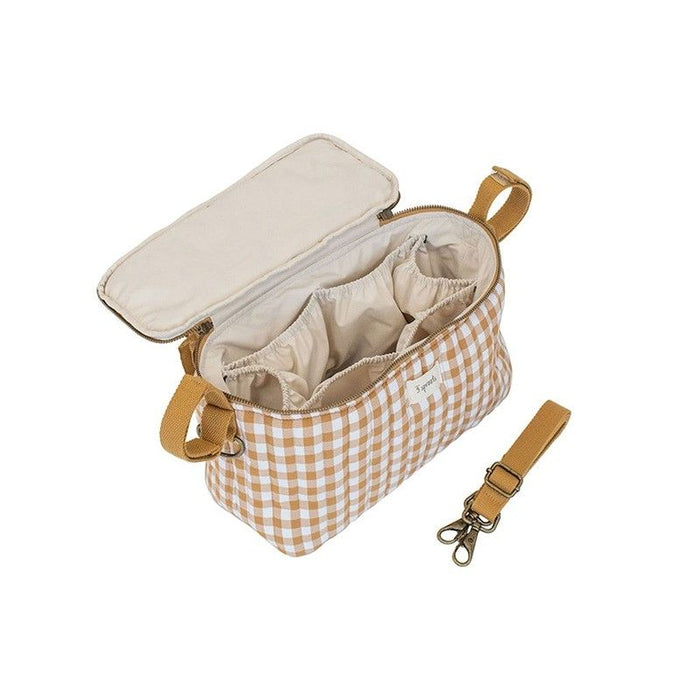 3 sprouts Kinderwagentasche Gingham Mustard